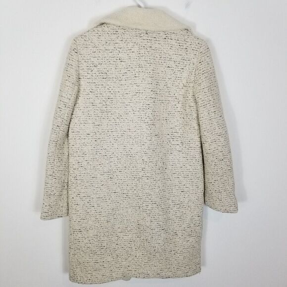 Mind Bridge Women Wool  Blend Zip Up Peacoat  Sz S Textured Pockets Beige - Picture 4 of 8